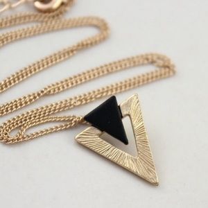 Black & Gold Double Triangles Pendant Neck…